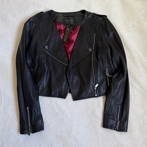 Elegant Black Leather Jacket for Women
